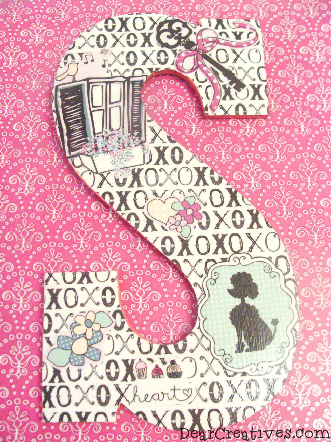 Mod Podge Collaged Letter, paper-crafts, crafting, tutorial, diy, Google Doc, PFD