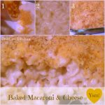 macaroni & cheese steps & finished baked macaroni casserole