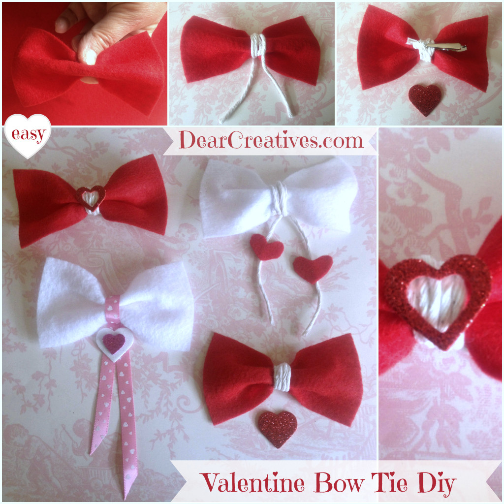 Felt bow ties, Valentines Day Diy, Crafting, Crafts,Felt Valentine Bow Ties Diy, DearCreatives.com