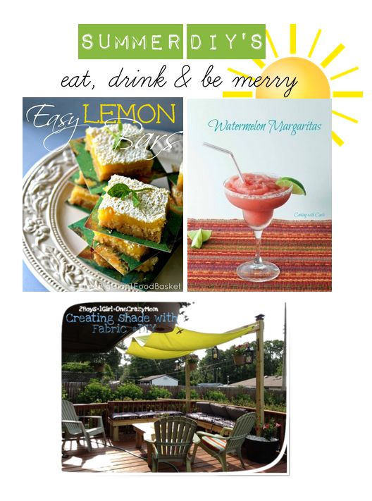 Summer lemon bar recipe, watermelon margarita, backyard shade diy