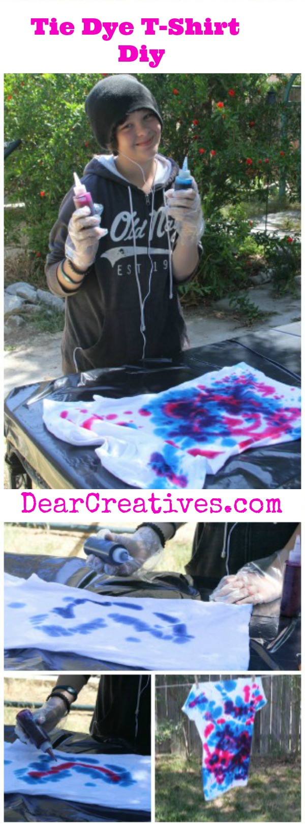 Diy, Sammie (Girl Tie Dying) Tie-Dye T-Shirt Project - Fun summer crafts to do with your older kids, tweens, and teens. Teen summer crafts. See how to tie-dye at DearCreatives.com