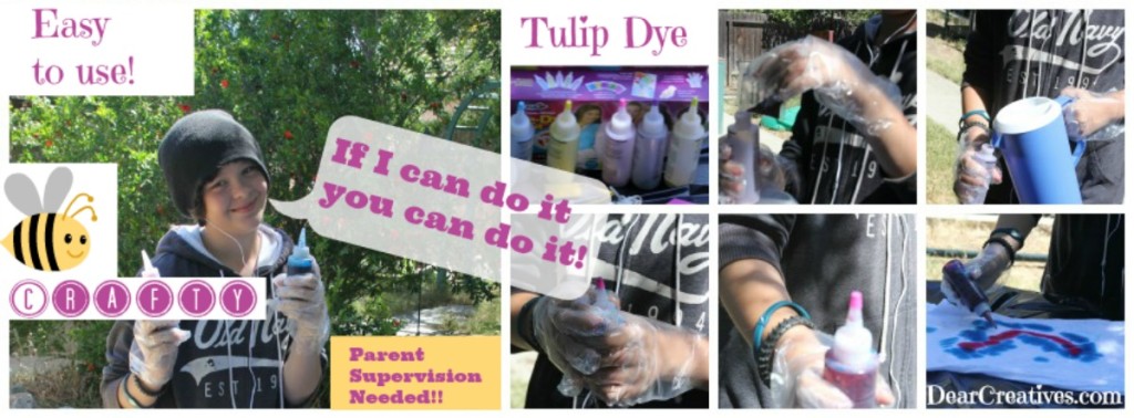How to tie dye tee shirts. Summer craft ideas that are fun for older kids, tweens, and teens. Tulip Dye Kit Easy to Mix and Use Tie Dye © 2013 Theresa Huse DearCreatives.com