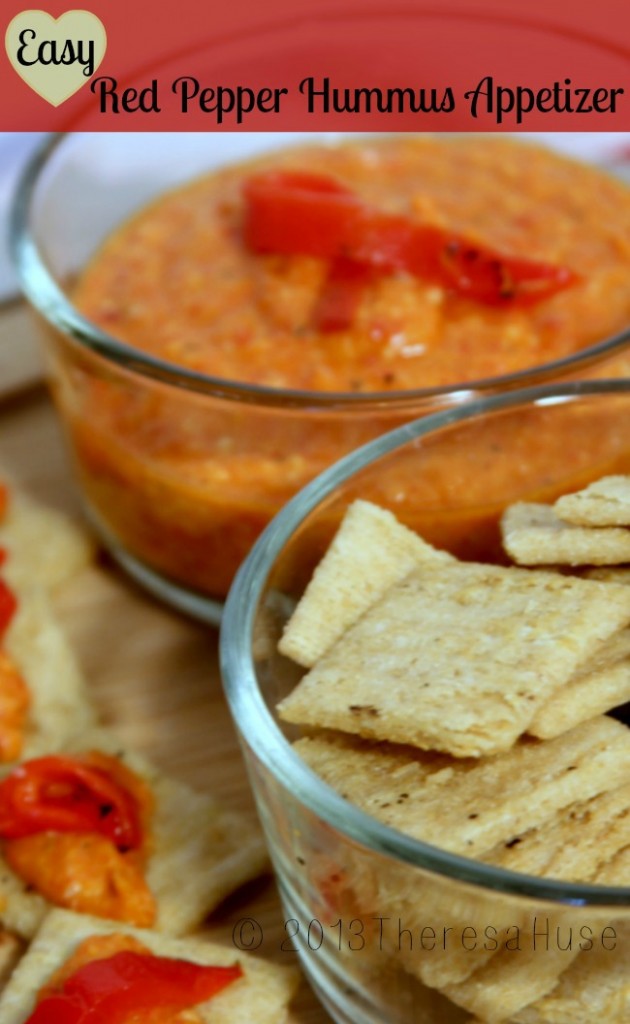 red bell pepper hummus, Hummus Dip with Triscut Brown Rice, Sea Salt & Black Pepper Crackers, Theresa Huse 2013