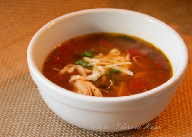 Chicken Tortilla Soup, Soup in a bowl, soup in a bowl with cheese on top, Theresa Huse 2013