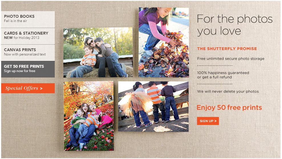 Shutterfly Sign Up and enjoy 50 free prints