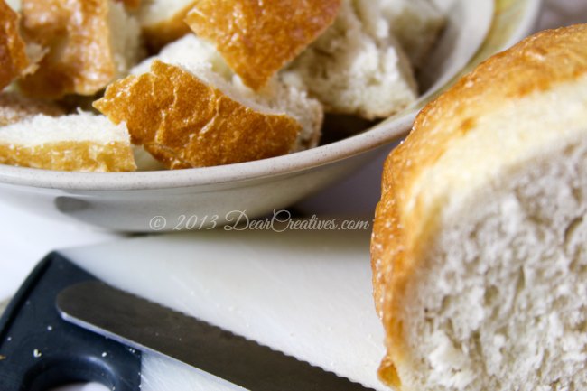 French Bread Cut up in a bowl_ Bread_Theresa Huse 2013