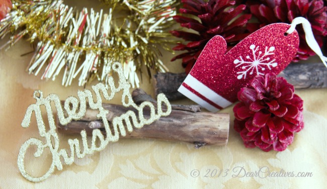 Merry Christmas, Ornament, Glittered Mitten_ Holiday packaging_ #shop_Theresa Huse 2013