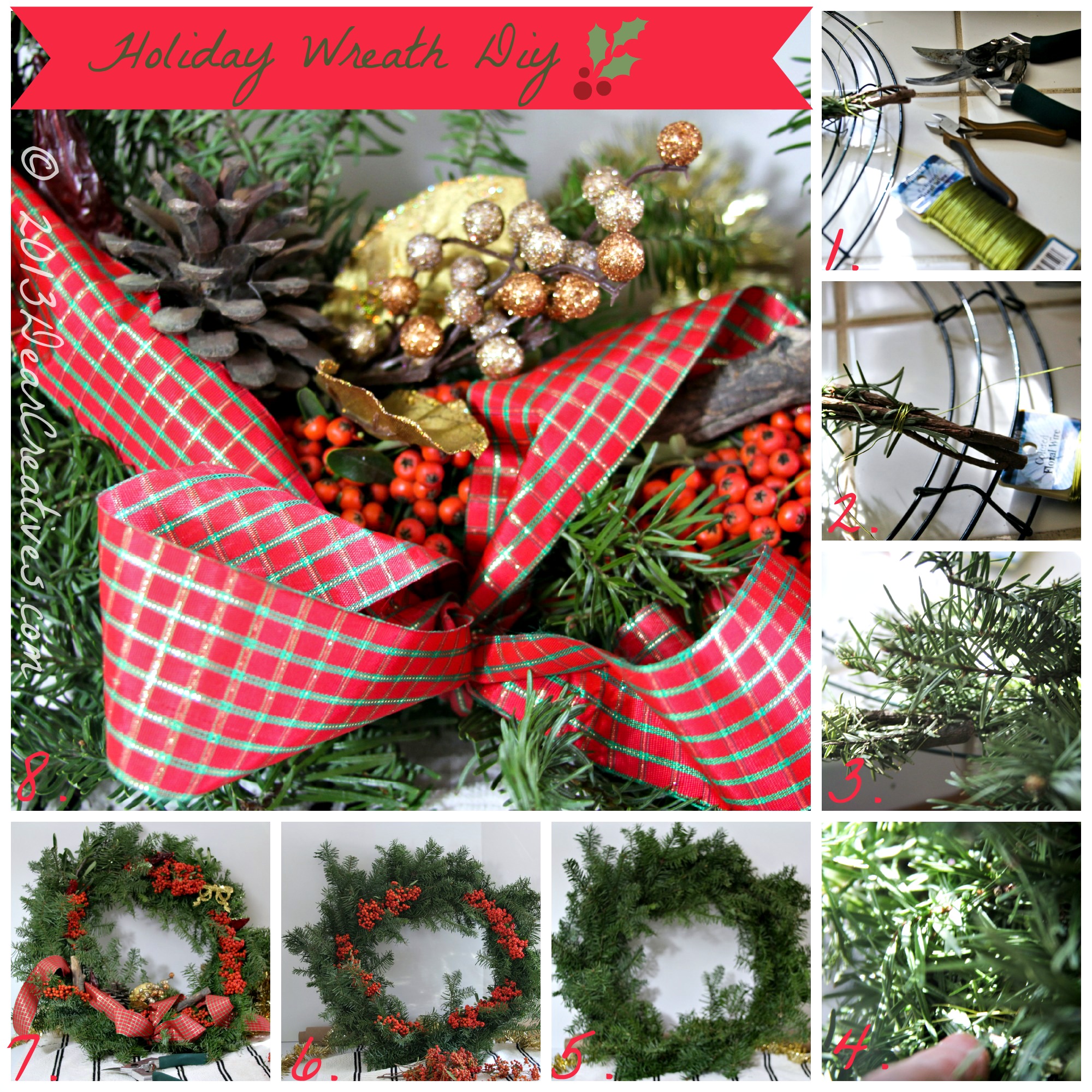 Step by Step How to Make a Wreath : Holiday Wreath #Diy