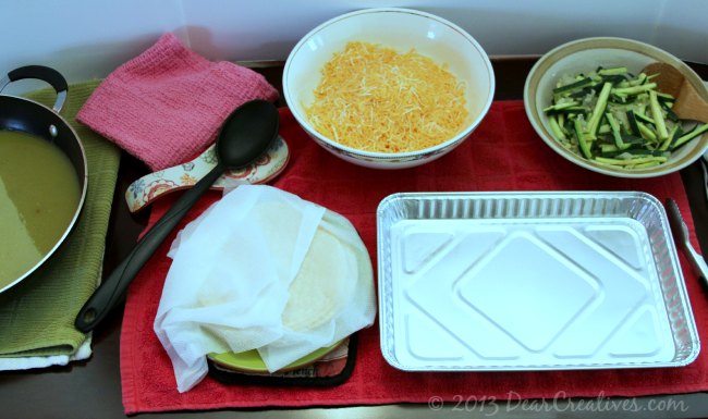 Step by step set up for making enchiladas _Theresa Huse 2013