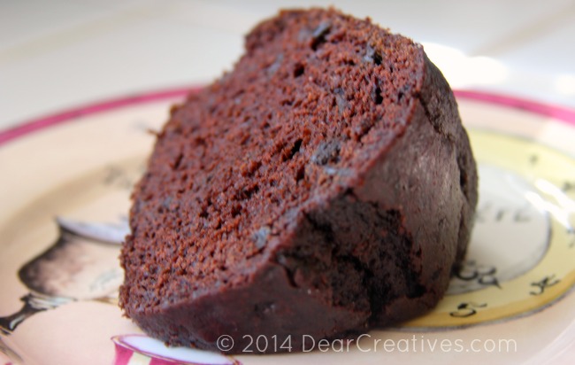 Slice of cake on a plate_ slice of chocolate beet cake on a plate_DearCreatives.com