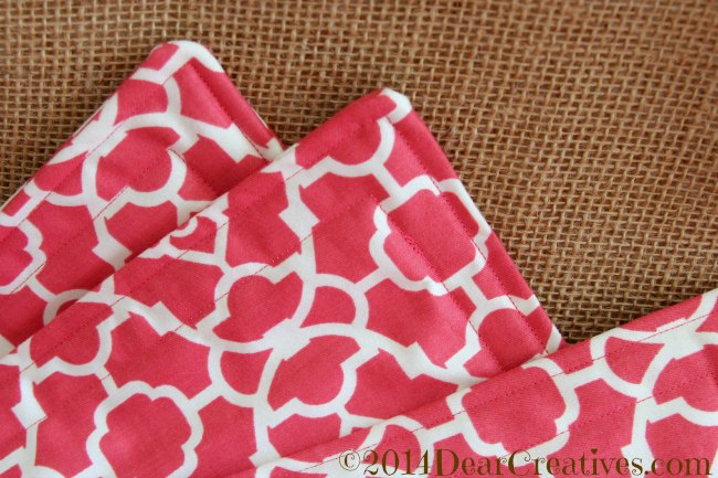 Close up of detailed sewing on place mat