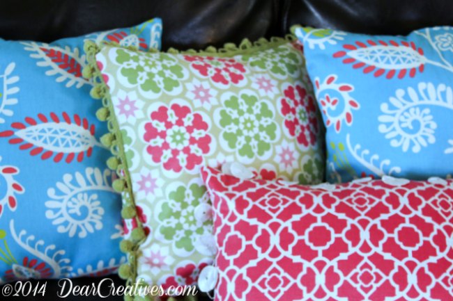 Pillows made with Fabrics from Jo-Ann Fabrics and Crafts_Floral and Geometric fabric pillows_