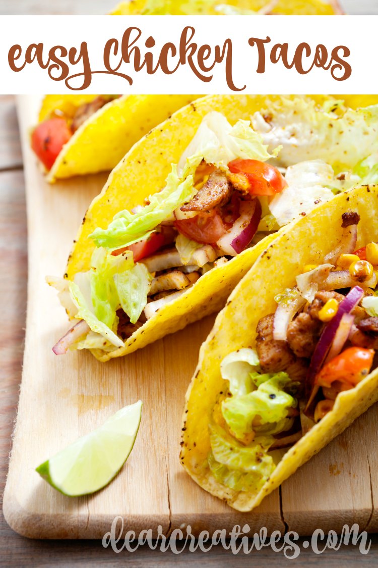  Chicken Tacos - Easy Chicken Recipes Smothered Chicken Tacos this is an easy skillet recipe that cooks up in 15 minutes. You'll have dinner on under 30 minutes just add your favorite toppings!