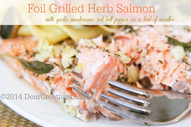 Grilled Salmon with Herbs - a quick and easy salmon recipe to make on the grill or in the oven. DearCreatives.com