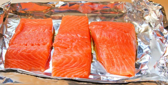 salmon on tin foil