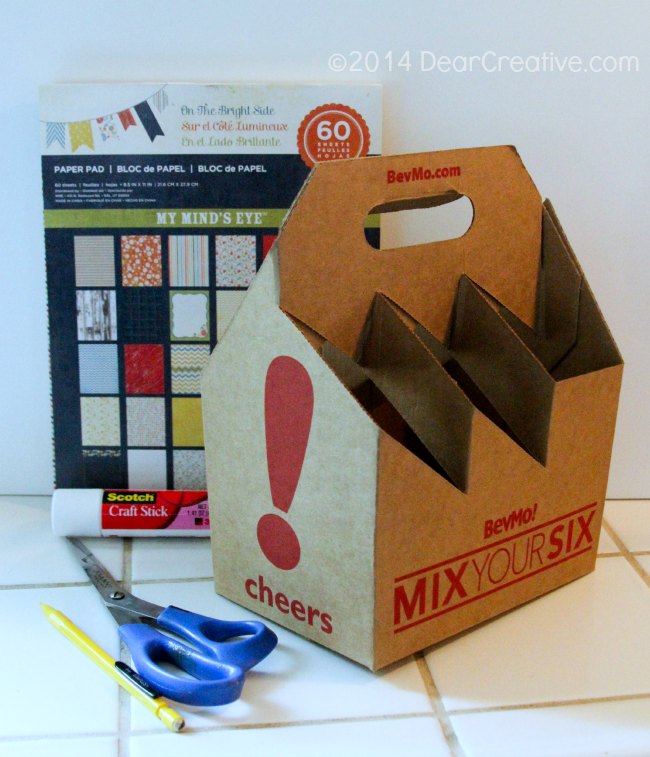 Beverage carrier and craft materials for DIY project_