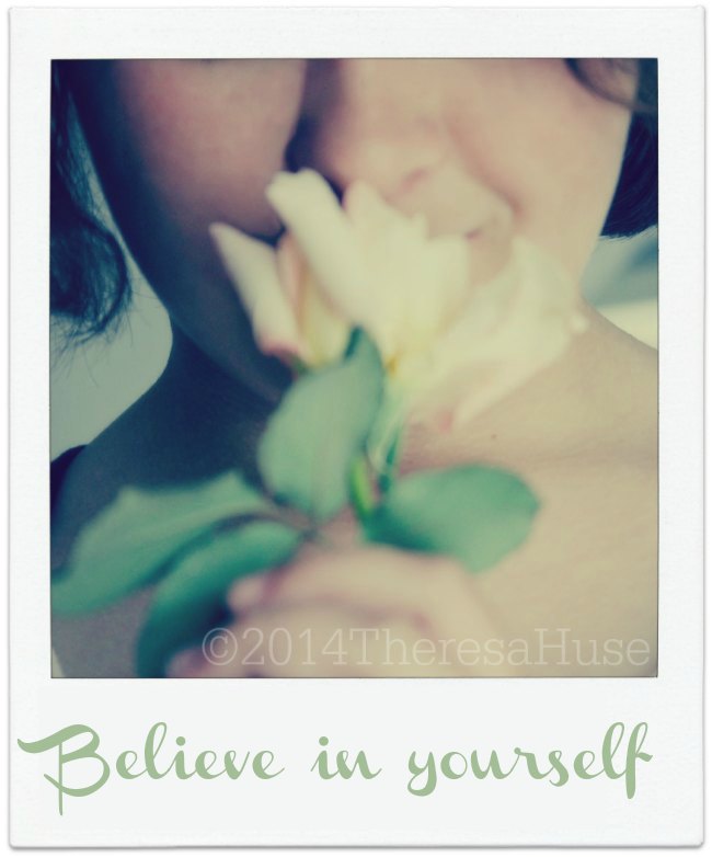 Believe in Yourself_girl smelling flower_