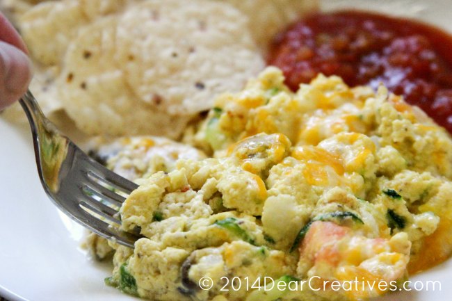 scrambled eggs with cheese and zucchini