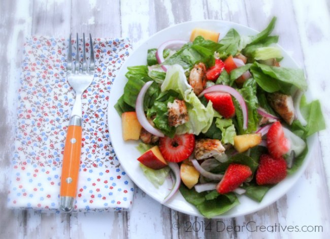 plate of Chicken Salad with a fork and napkin_
