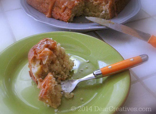 Cake on a plate with a fork_ Cinnamon Apple Cake_