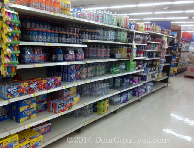 Water and juices isle at Walmart_