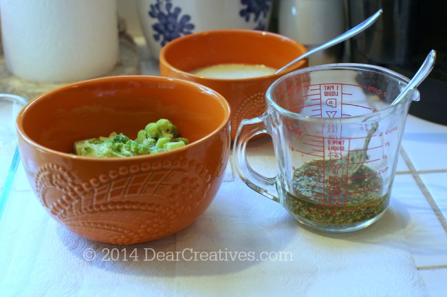 Mixing Bowls and measuring cup with cooking ingredients_