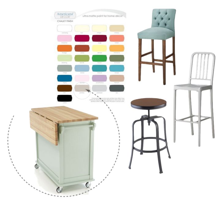 bar stools and a kitchen cart