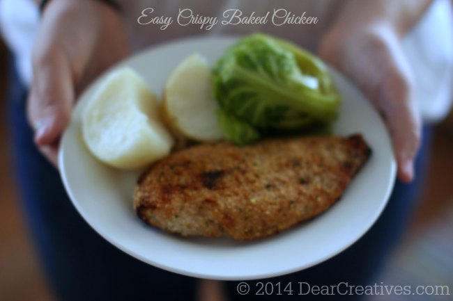 Crispy Breaded Chicken Recipe_Breaded Chicken on a plate with veggies_