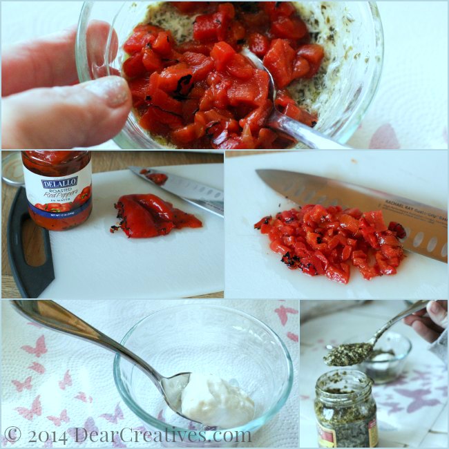 Pesto Roasted Red Pepper Spread_Step by step how to make the homemade pesto and red roasted peppers spread © 2014 DearCreatives.com