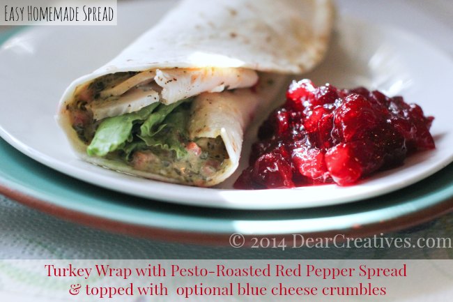 Turkey Wrap Sandwich with pesto and red pepper spread_turkey wrap sandwich_DearCreatives.com