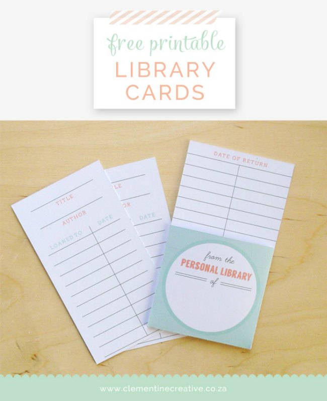 free printable library Cards
