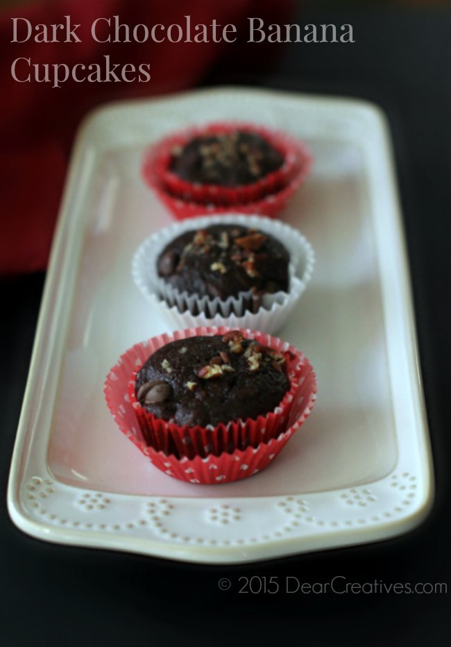 Tray of Dark Chocolate Banana Cupcakes