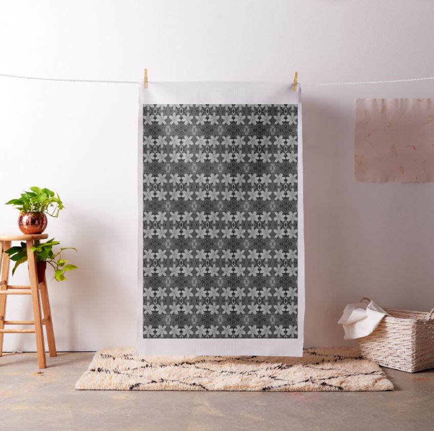 black grey floral fabric design