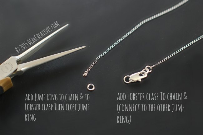Easy Jewelry DIY Steps Chain Necklace| how to add a lobster clasp and jump rings 