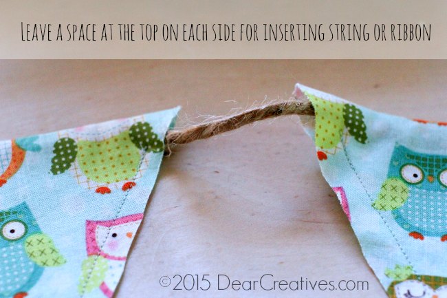 Easy Sewing Project |banner up close with string inserted through top of banner