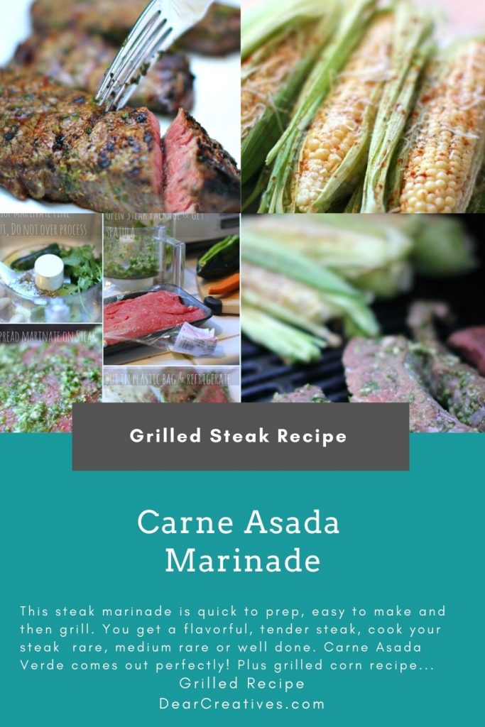 Carne Asada Marinade - Are you looking for an easy steak marinade that is flavorful_ this is so easy to make an grill! Carne Asada Verde - Grilled Steak Recipe at DearCreatives.com