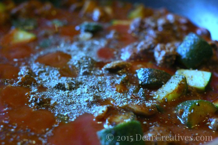 Close up of Pasta sauce with spices and herbs