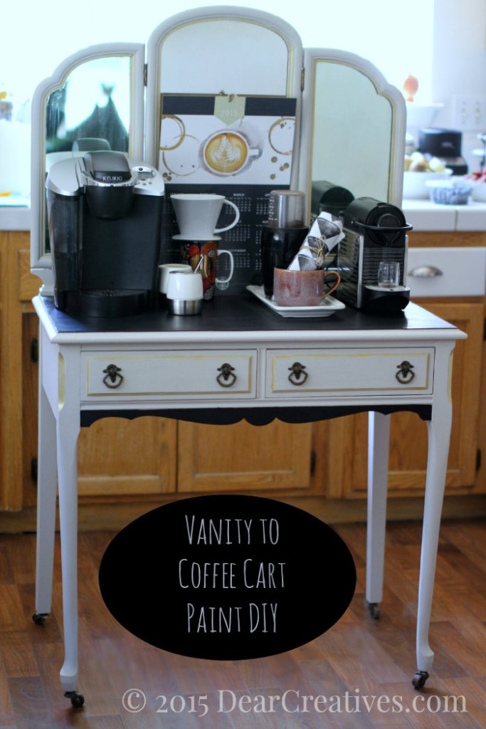 Home Decor Ideas |Hand Painted Vanity Made Into a Coffee Cart