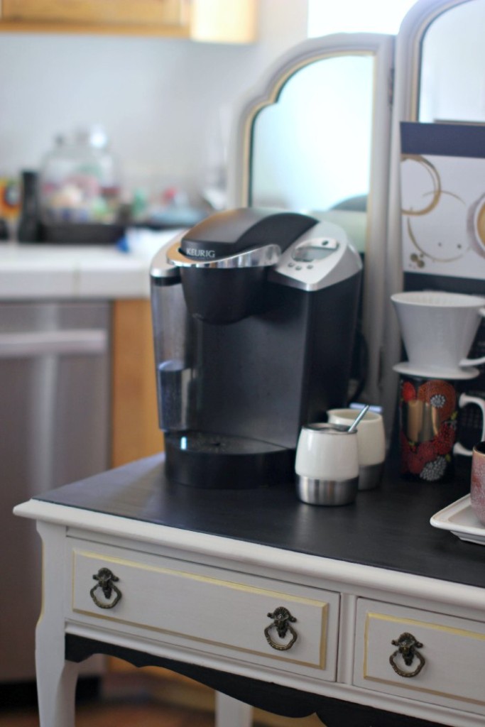 Home Deor Ideas DIY Close up of painted Vanity - Coffee Cart