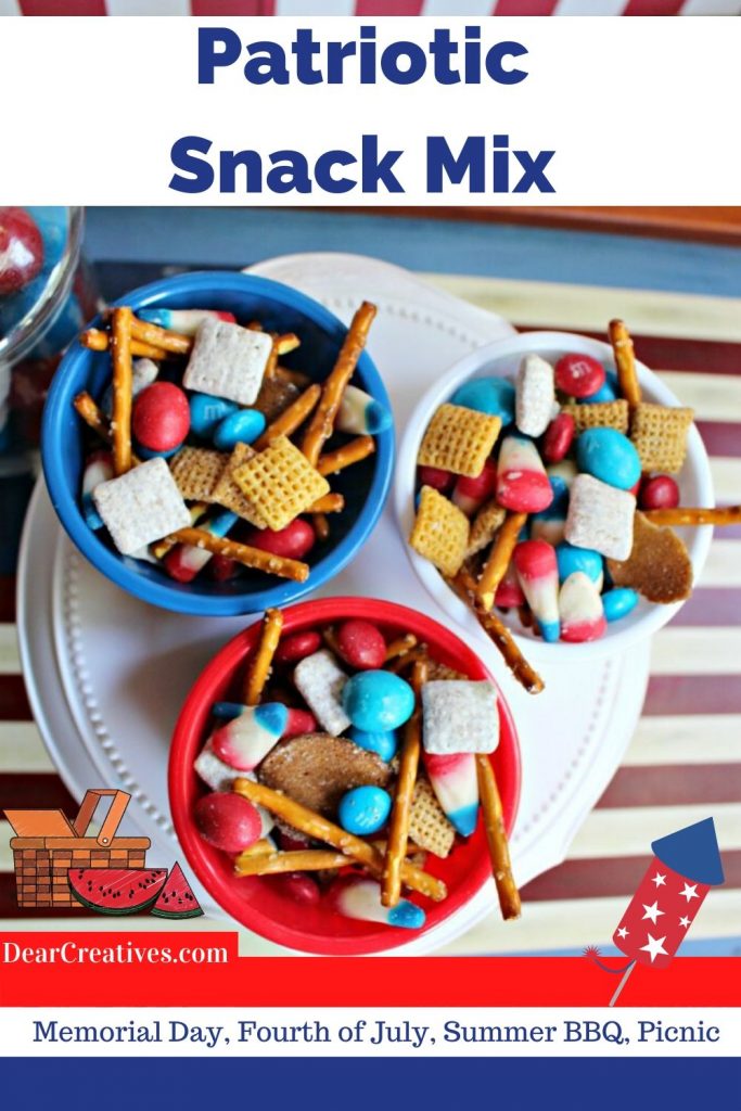 Patriotic Snack Mix Quick, Easy, No-Bake - DearCreatives.com