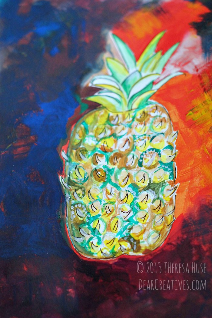 Pineapple illustration with gouache paint © 2015 Theresa Huse