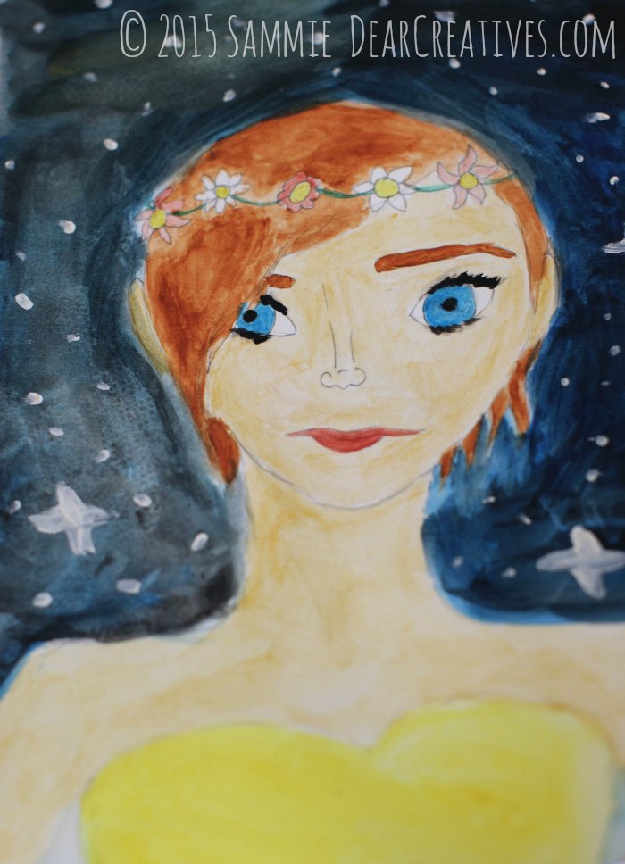 illustration summer girl with evening stars © 2015 DearCeatives.com