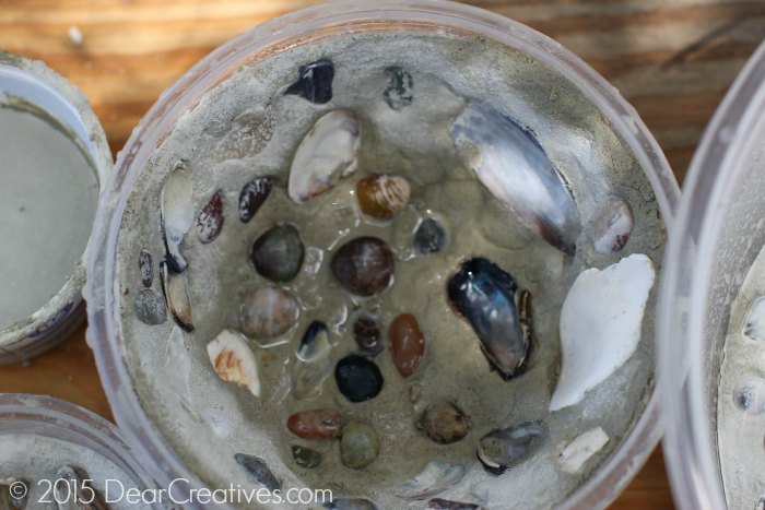 Concrete Trends| Elegant Home Decor |Cement bowl with sea shells that have just had cement cleaned off them