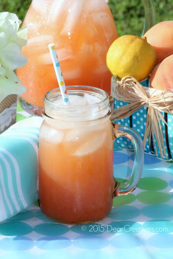Close Up Homemade Peach Strawberry Lemonade