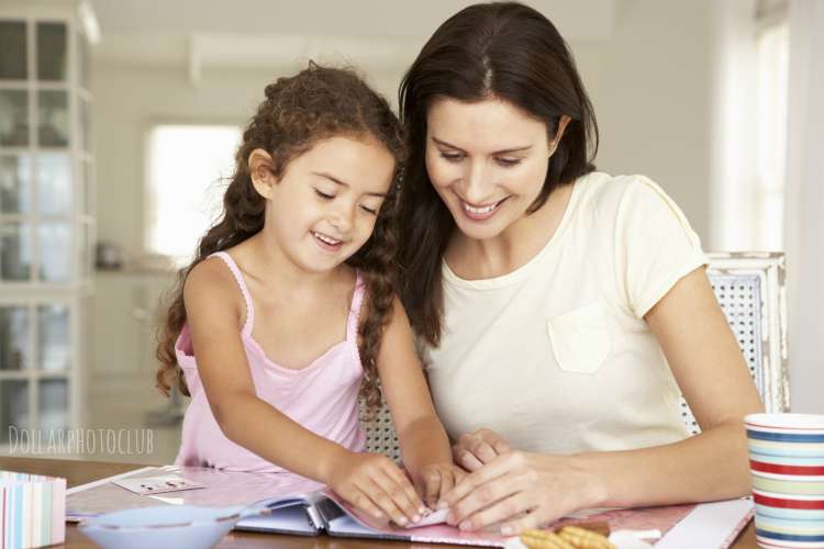 mom and daughter crafting