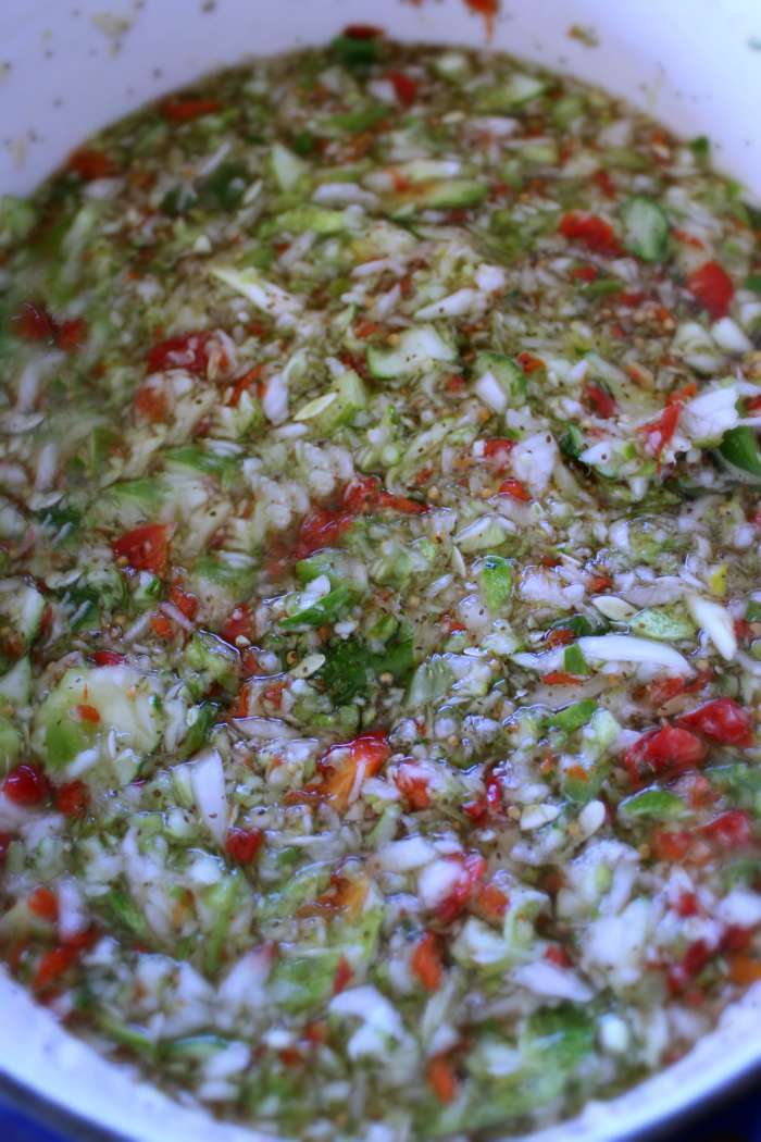 Canning Recipe In Process 6 of making sweet pickle relish