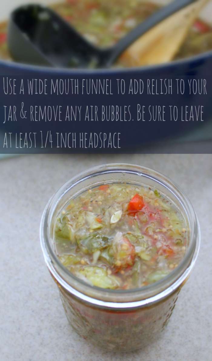 Sweet Relish packed into canning jar