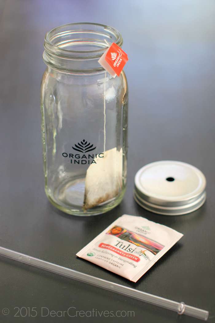 Mason Jar Glass with tea bag