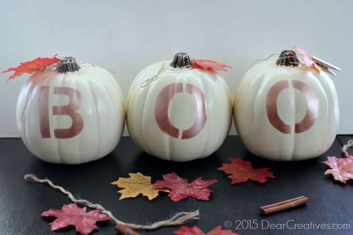 DIY Craft Projects |Pumpkins With BOO painted onto them - fall crafts 