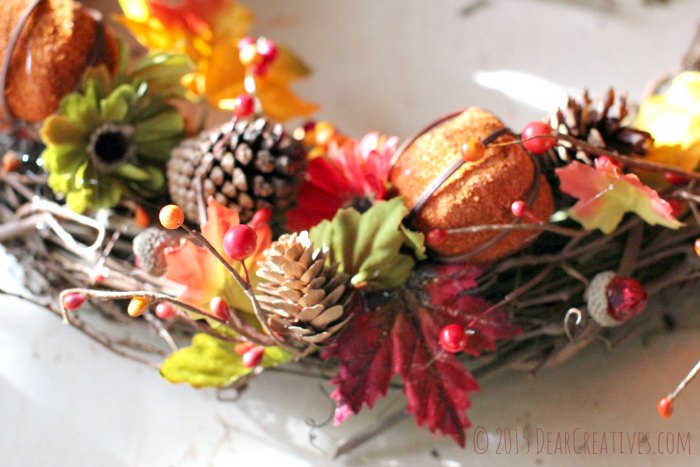 DIY Crafts Close up of Bottom of Fall Wreath 